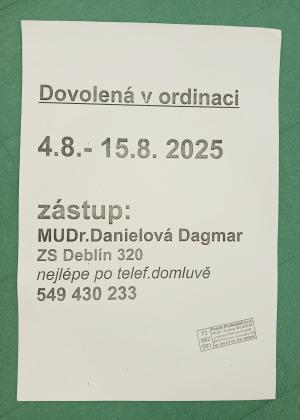 Dovolená praktické lékařky